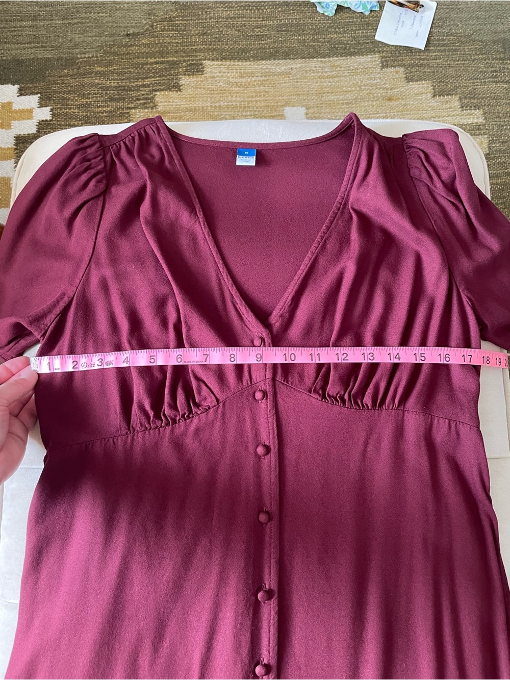 Old Navy Burgundy Button-Front Mini Dress - Picture 2 of 7